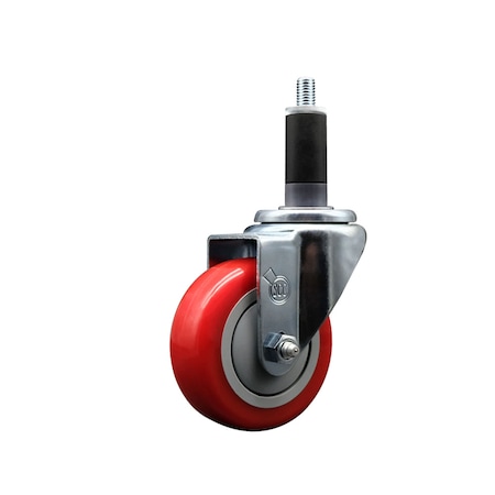 Service Caster 3.5'' SS Red Poly Wheel Swivel 1-1/8'' Expanding Stem Caster SCC-SSEX20S3514-PPUB-RED-118